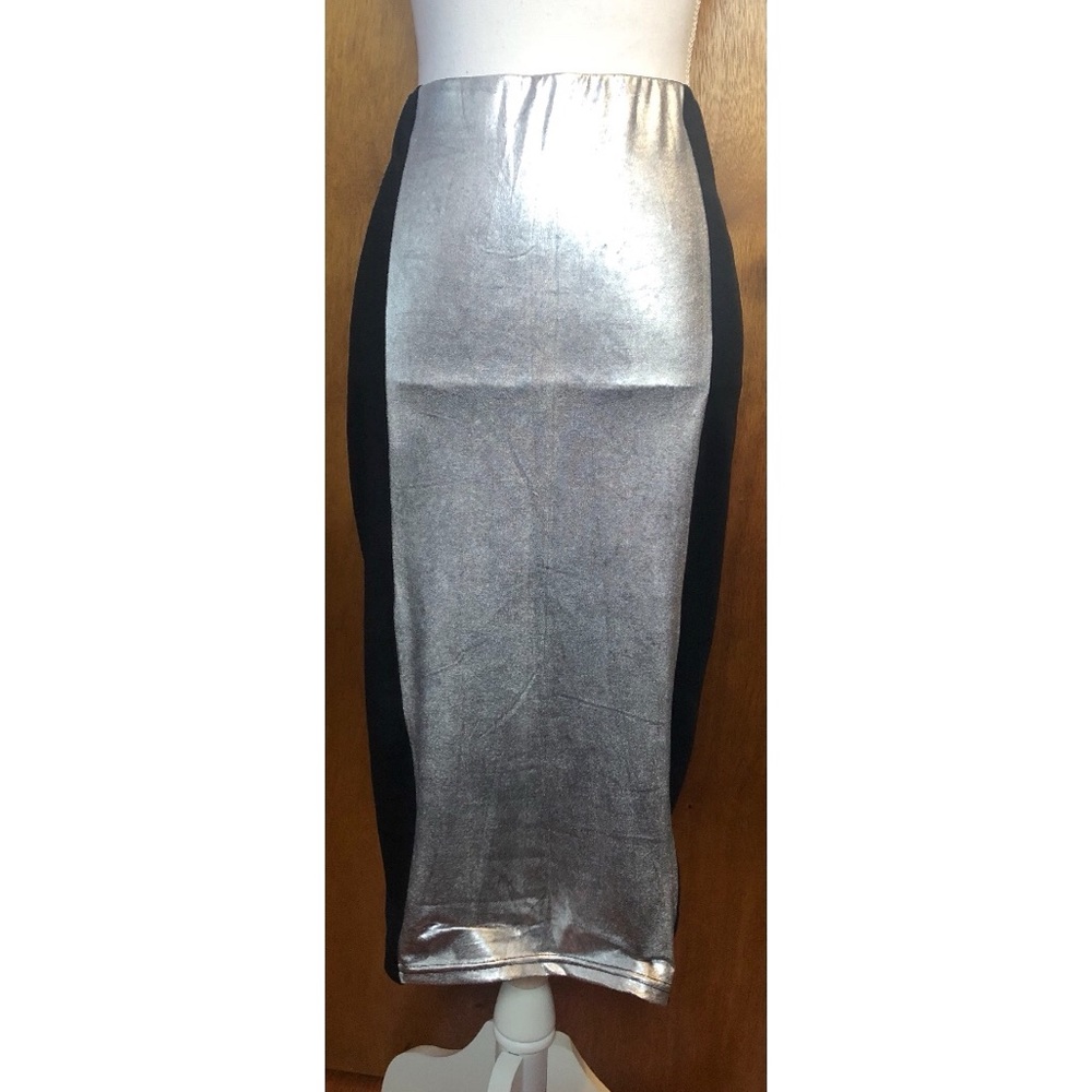 NWOT ASOS Black and silver midi skirt - Picture 1 of 6